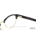 2015 hotselling round black acetate hand made spectacles optical frames eyewear eyeglasses with half-rim metal